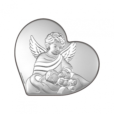 Bild eines Engels im Herzen Silber Bild für Patenkind; Hersteller: Beltrami