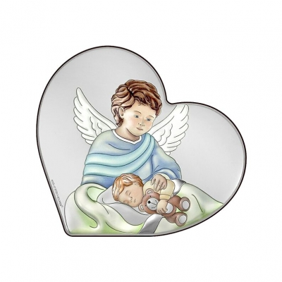 Bild eines Engels im Herzen Silber Bild für Patenkind; Hersteller: Beltrami