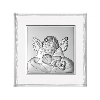 Silberbild Engel über Kind Taufgeschenk für Kinder; Hersteller: Beltrami