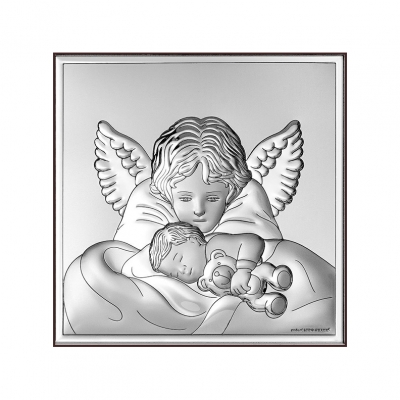 Silberbild Engel über Kind Taufgeschenk für Kinder; Hersteller: Beltrami