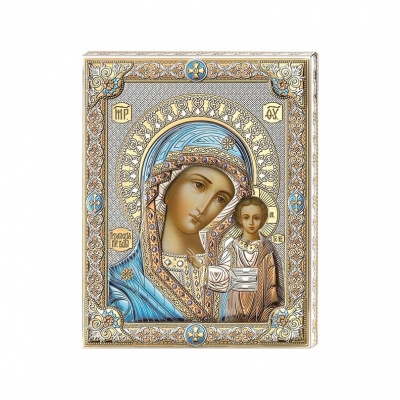 Gottesmutter von Kasan Silberne Ikone; Hersteller: Beltrami