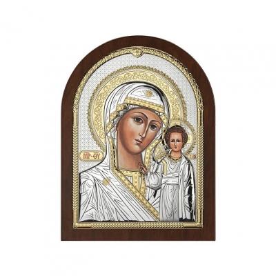 Gottesmutter von Kasan Silberne Ikone; Hersteller: Beltrami