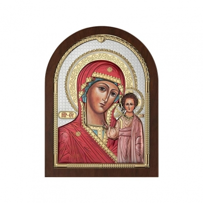 Gottesmutter von Kasan Silberne Ikone; Hersteller: Beltrami