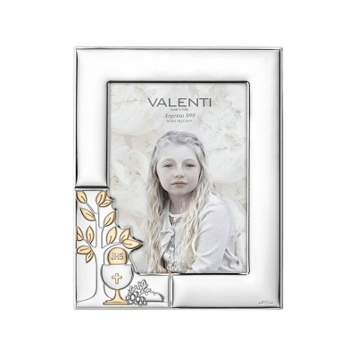Silberner Fotorahmen zur Kommunion Erinnerung an die Erste Heilige Kommunion; Hersteller: Valenti & Co
