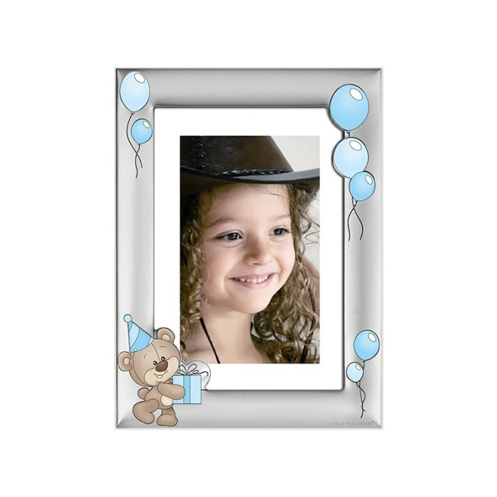 Fotorahmen mit Teddybär aus Silber Erinnerung zur Taufe oder zum ersten Geburtstag Beltrami