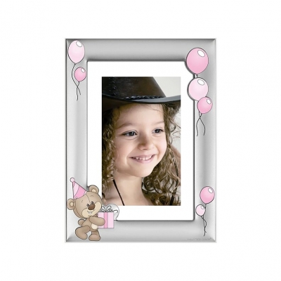 Fotorahmen mit Teddybär aus Silber Erinnerung zur Taufe oder zum ersten Geburtstag; Hersteller: Beltrami