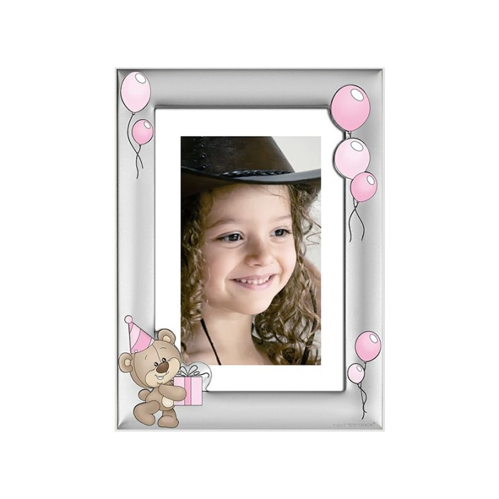 Fotorahmen mit Teddybär aus Silber Erinnerung zur Taufe oder zum ersten Geburtstag Beltrami