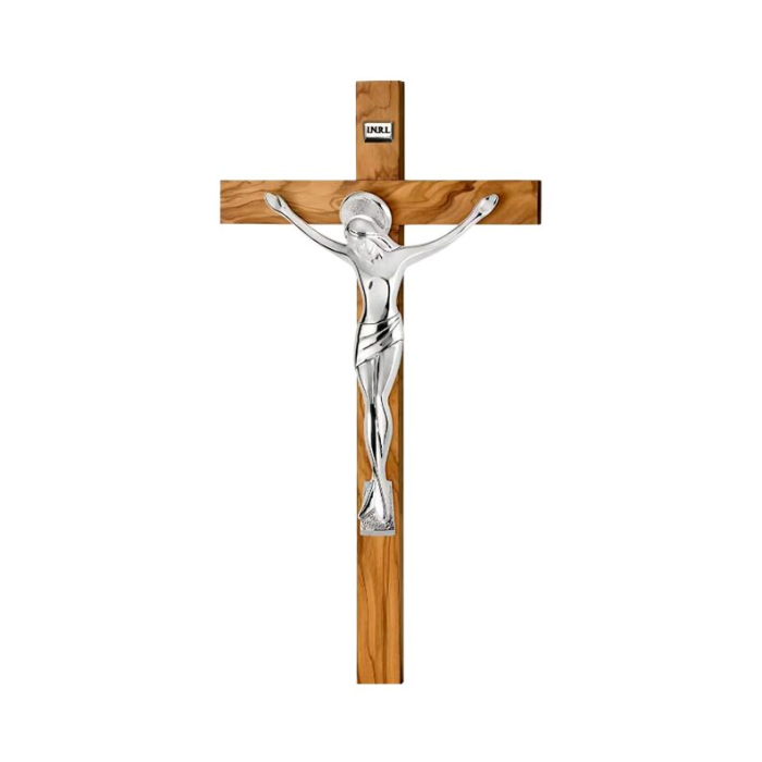 Wandkreuz aus Olivenholz mit versilberter Christusfigur Valenti & Co