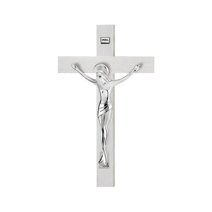 Wandkreuz aus Olivenholz mit versilberter Christusfigur Valenti & Co