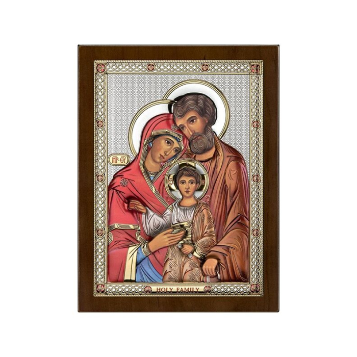 Farbige Ikone Heilige Familie - Silber veredelt Edle religiöse Geschenkidee Beltrami
