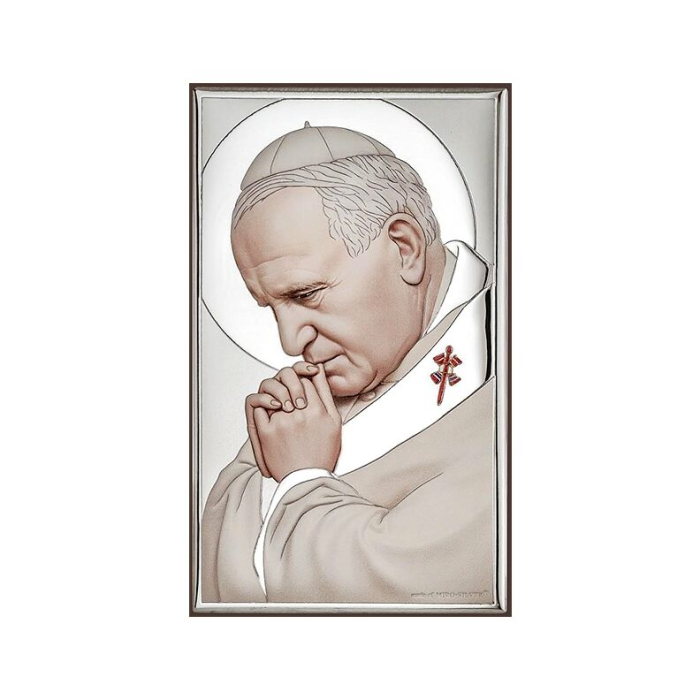 Papst Johannes Paul II Silberbild Religiöses Geschenk Valenti & Co