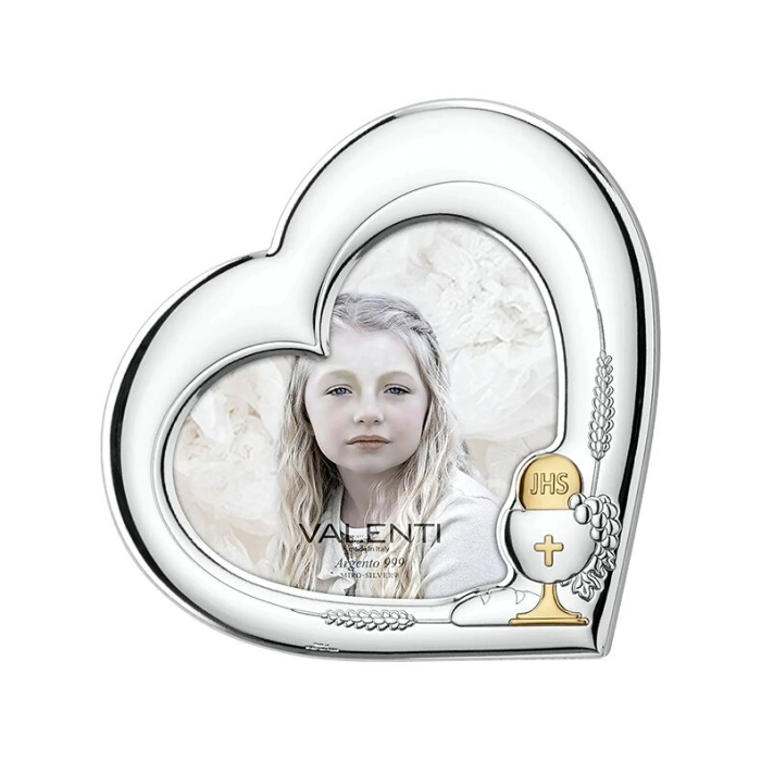 Silberner Fotorahmen Herz Erinnerung an die Erste Heilige Kommunion Valenti & Co