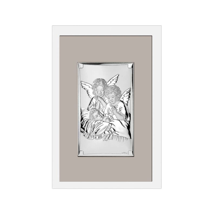 Silberbild zwei Engel mit Kind Geschenk zur Taufe Valenti & Co