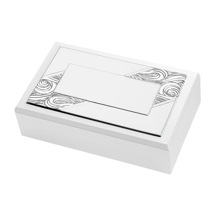 Weiße Schmuckschatulle mit Silberdeckel Geschenkidee für Hochzeit, Jubiläum Thilia