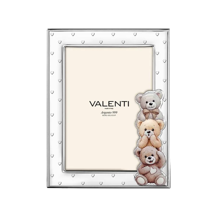 Kinder-Bilderrahmen mit Teddys Versilbert und mit Herzen verziert Valenti & Co